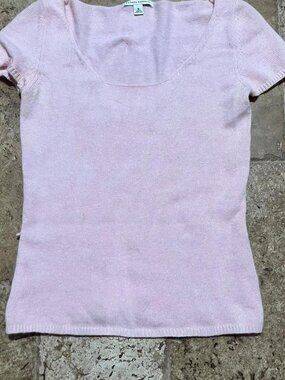 Banana Republic Pink Fitted Scoop Neck Knit Top M